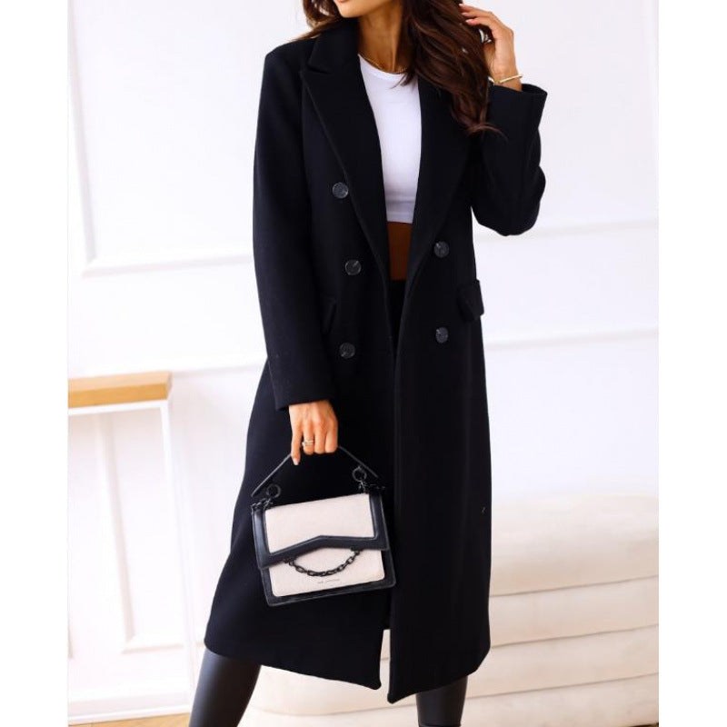 fall/winter new collection: independent e-commerce, us & european, tiktok-driven, cross-border trade women's double-breasted wool coat