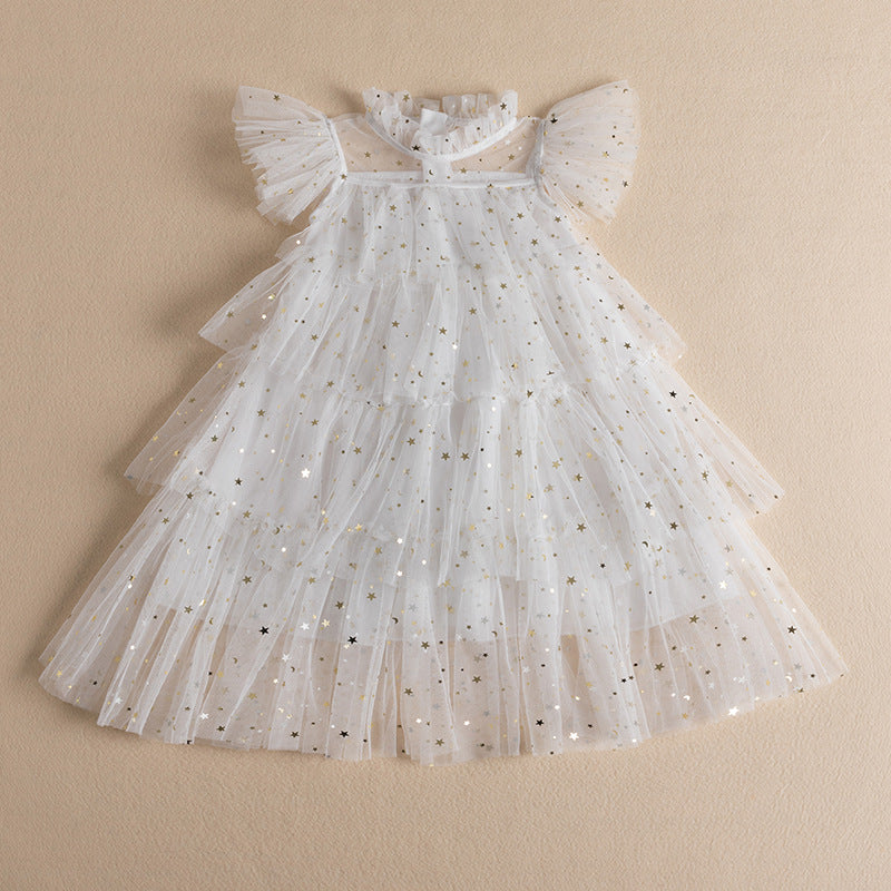 summer new girls' princess dress - sparkly sequin mesh tutu dress - korean style children's dress