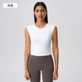 Summer sleeveless yoga tank top for women with built-in bra pads, premium hollow-out back design, fitness sports vest d25060