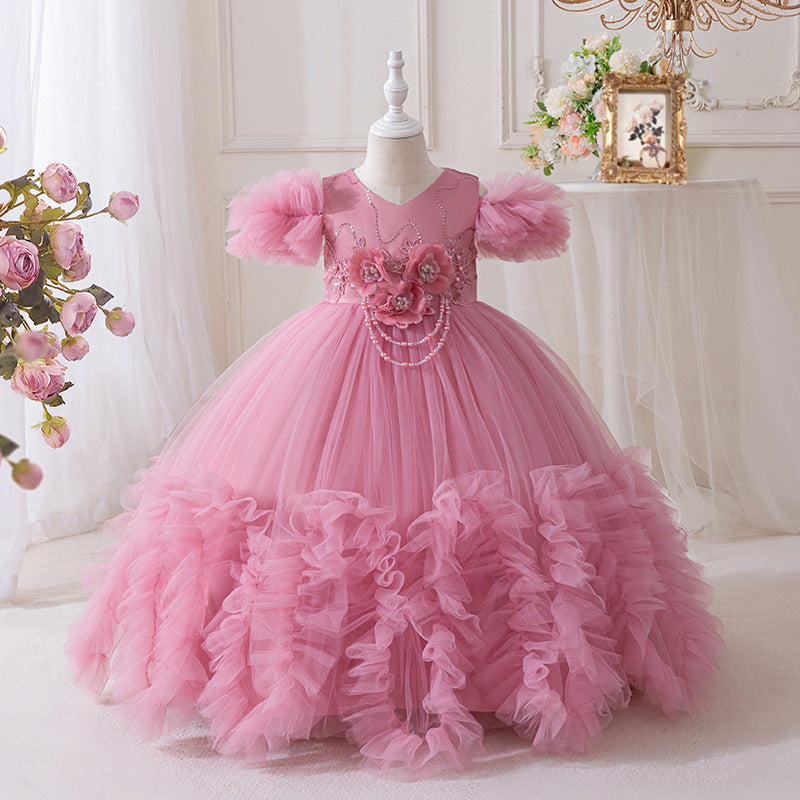 Girls' dresses flower girl wedding dresses tutu skirts girls' flower girl wedding dresses evening gowns runway fashion trendy cross-border ready stock