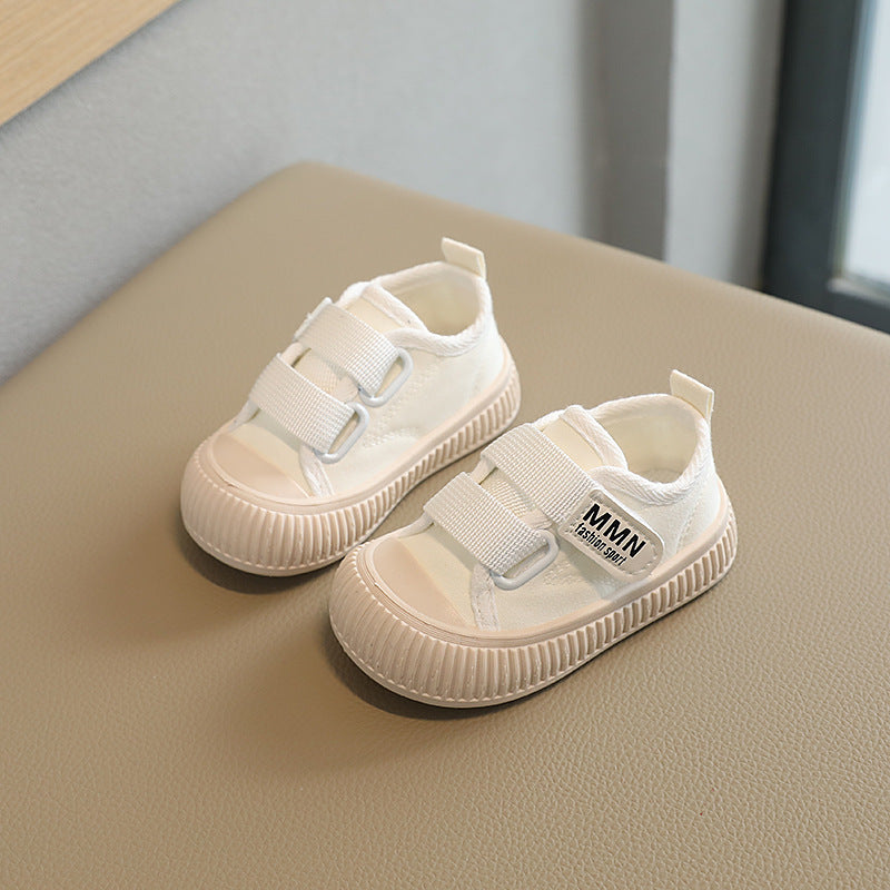 Kids' canvas shoes - spring/autumn white sneakers for boys and girls - soft sole, versatile casual shoes for toddlers and preschoolers (ages 1-3)