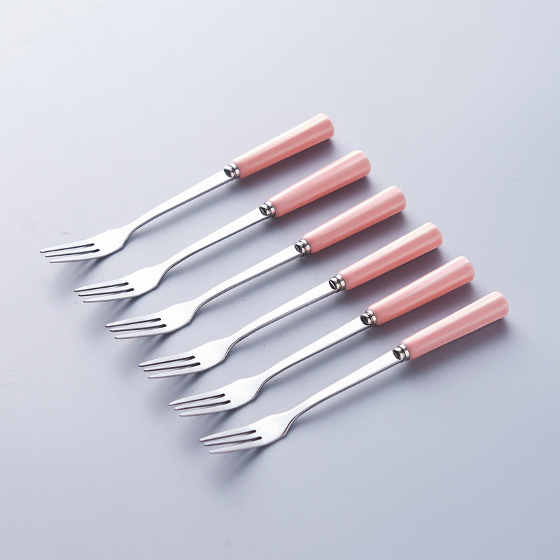 Creative stainless steel fruit fork spoon ceramic storage jar nordic fruit fork spoon household fruit fork storage set