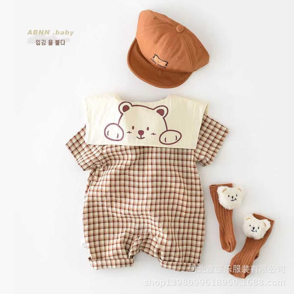 Newborn summer outing clothes baby short sleeve jumpsuit summer thin style male and female baby jumpsuit rompers