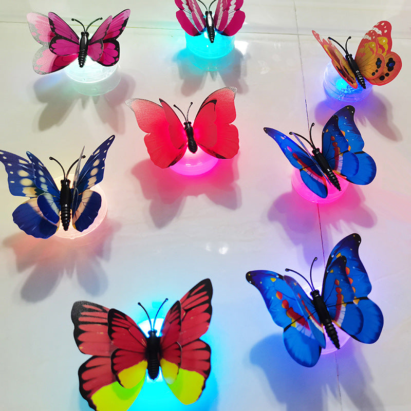 Colorful luminous butterfly LED night light flash simulation three-dimensional butterfly wall sticker creative gift decoration wholesale