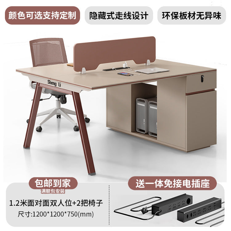 Office desk and chair set - 4/6 seater minimalist modern office table with partition workstation computer desk booth