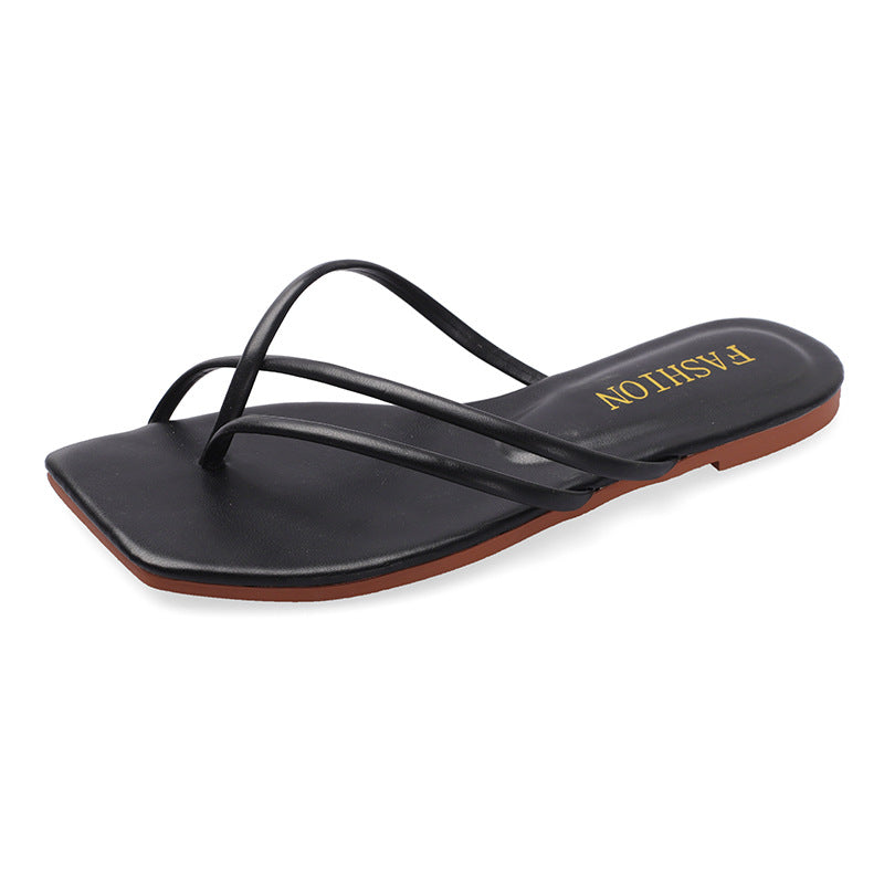 2020 summer new Korean version of fashion with sandals women's casual flat bottom outer wear thin strap cross slippers