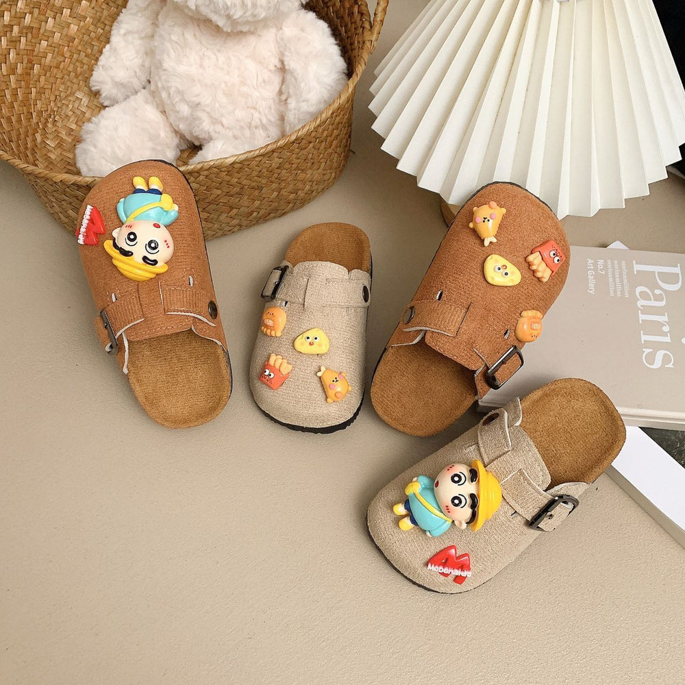 2025 new cute cartoon crayon shin-chan thick-soled children's birkenstock-style sandals, non-slip retro closed-toe slippers for boys and girls