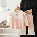 Girls' fall/winter outfit set - new  collection: autumn two-piece set for little girls, featuring lace sleeves