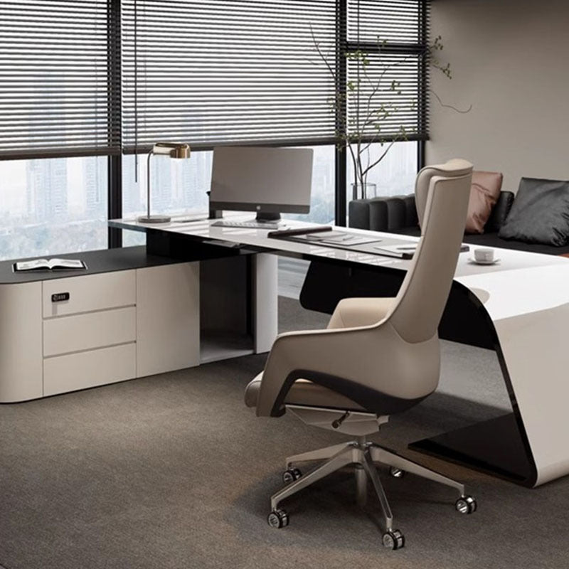 Accessible luxury paint desk casual creative classy president boss desk fashionwhite manager supervisor desk and chair combination