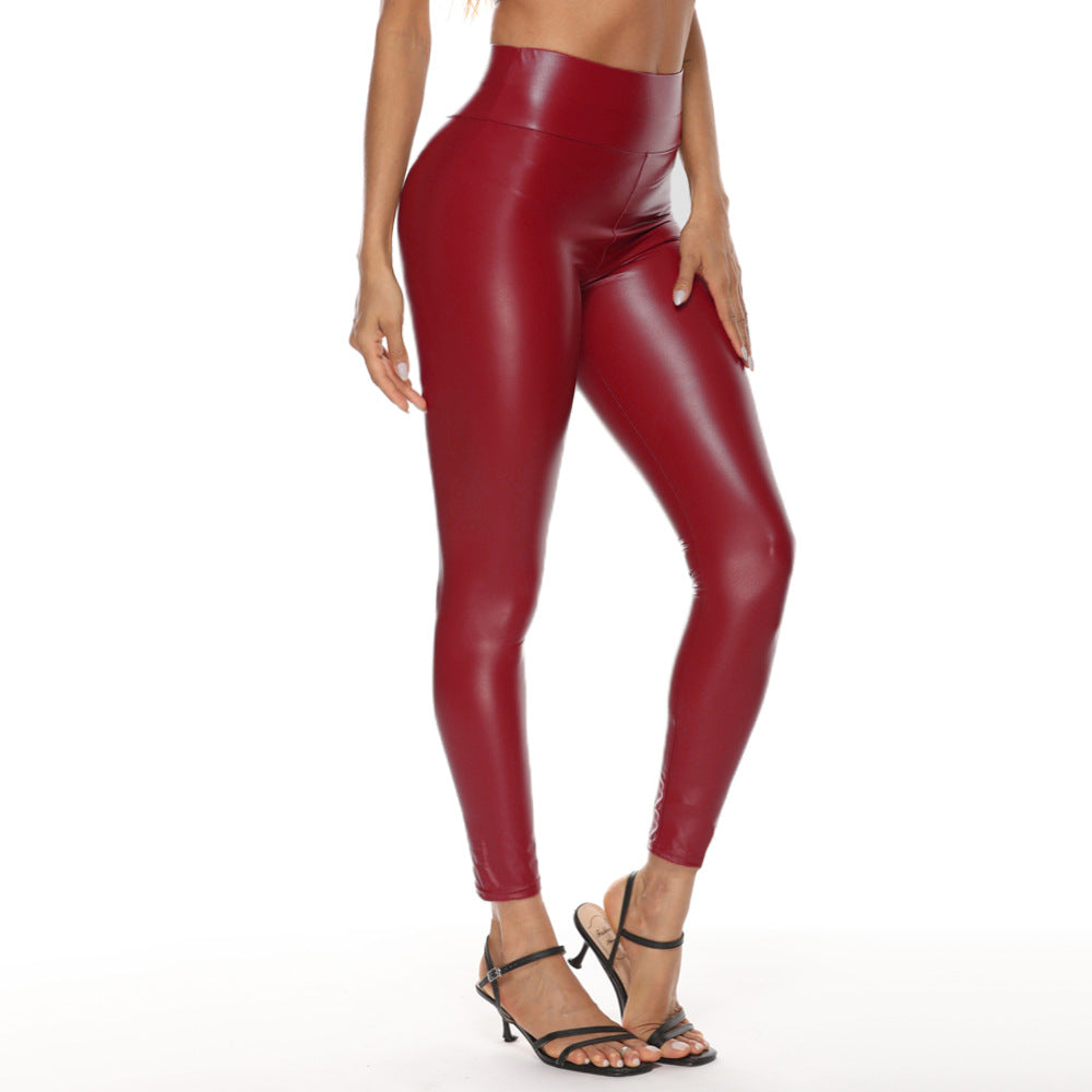 plus sizepu leather pants for women, popular high waist women's bottom pants, shiny leather pants, sexy tight fashion