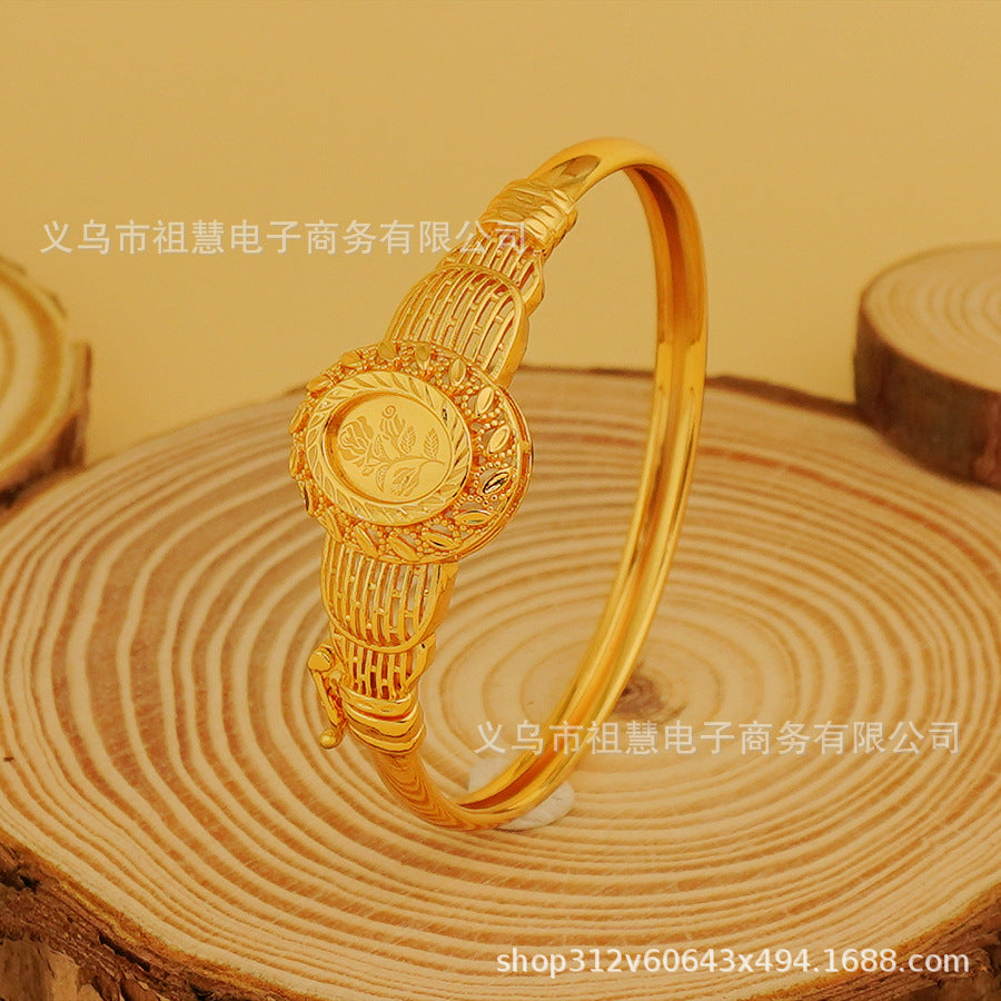 Trendy bohemian floral bangle bracelet, paired with a blooming high-end luxury bracelet as a bridal gift