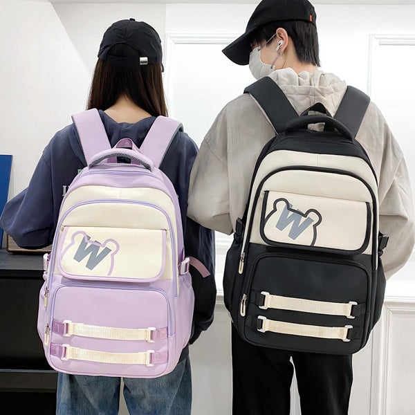 Wholesale new large-capacity backpack simple and fashionable campus primary and secondary school students schoolbag trend burden reduction travel backpack