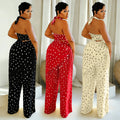 C7695 cross-border   fashion women's casual thin tassel polka dot wide-leg pants set