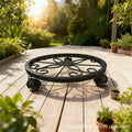 Metal movable flower pot tray wrought iron flower stand roller flower pot base universal wheel movable flower pot stand cross-border