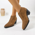 plus size british style boots women's autumn winter round toe front tie backretroplaideasiest for match women's short boots