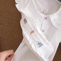 Baby girl autumn outfit doll collar shirt  new infant cartoon embroidery children's long sleeve doll collar top