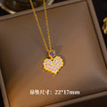 【set】titanium steel necklace for women, sweet full diamond dreamy purple heart pendant earrings, high-end elegant jewelry set