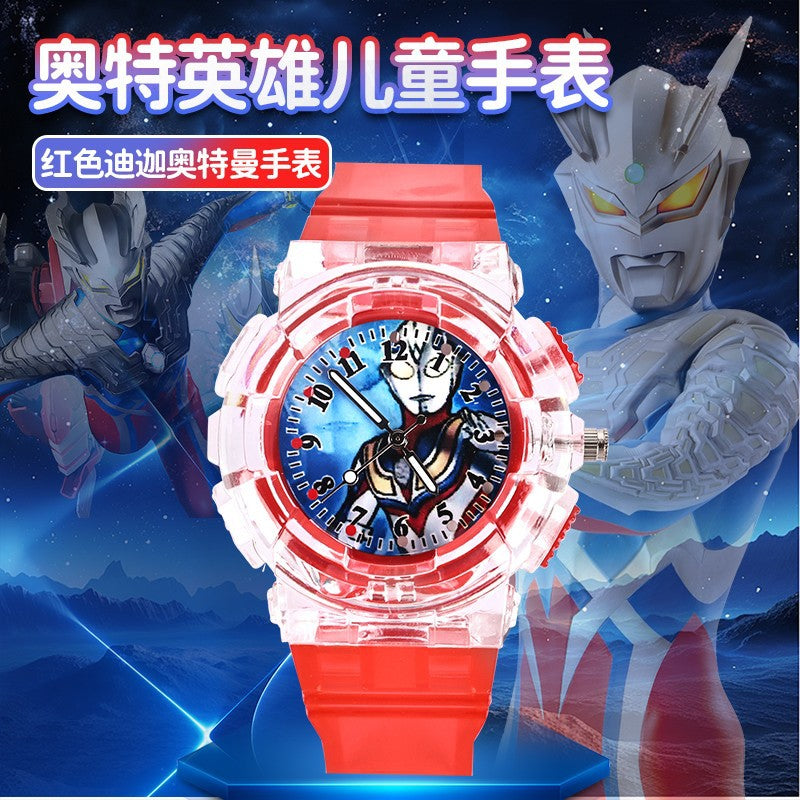 Ultraman watch kids toy boys cartoon luminous electronic watch 3-6 years old children mancero birthday gift