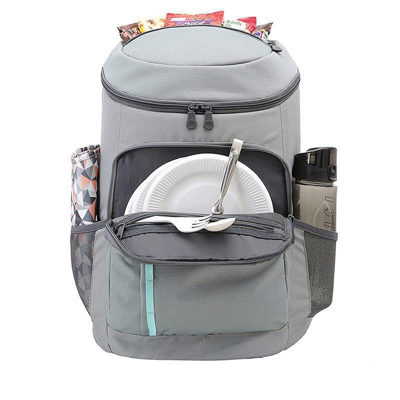 camping ice pack double shoulder thermal bag large capacity two-color oxford cloth patchwork thermal double shoulder bag