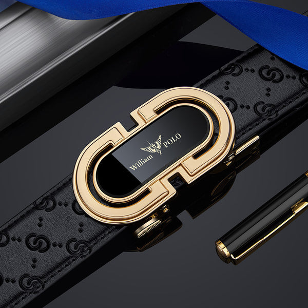 Emperor Paul Belt Men's Leather Automatic Buckle Alloy Belt Business Casual Belt Men's Premium Genuine