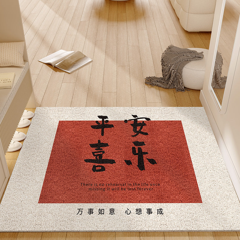 Entrance door mat, anti-slip red festive stain-resistant coil mat, no-wash wipeable  new arrival doormat