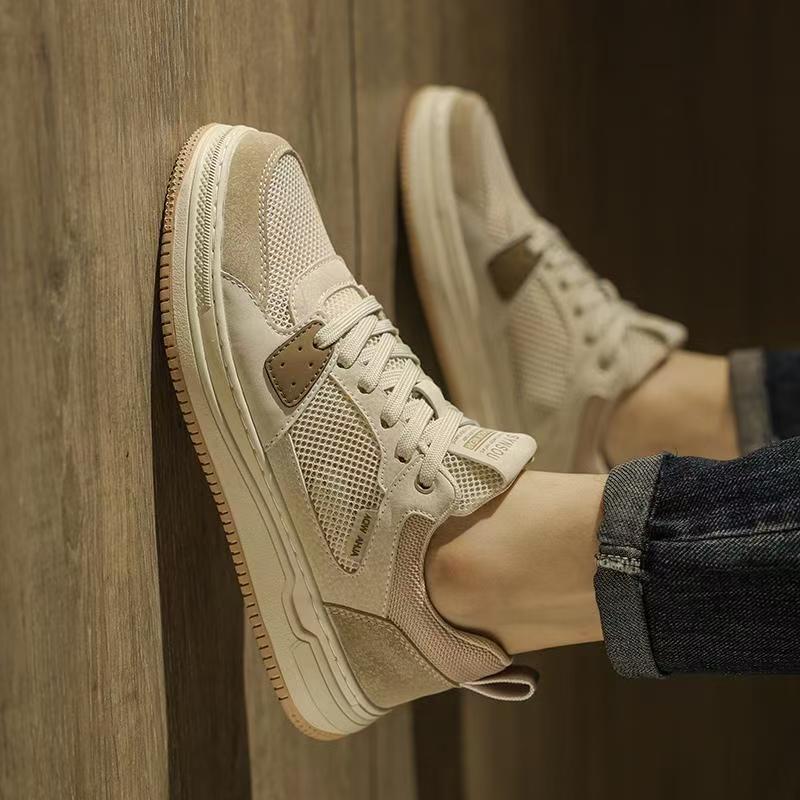 Men's 2025 new winter breathable lightweight mesh casual sneakers - student sports soft sole versatile white mesh shoes