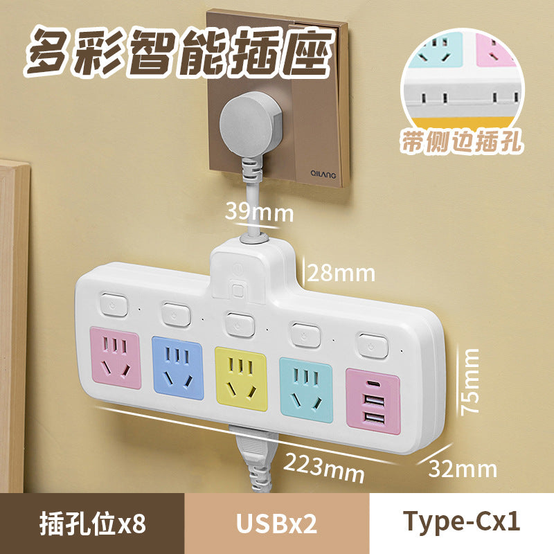 Colorful socket converter multi-function plug conversion for home with usb one to three multi-hole plug-in board