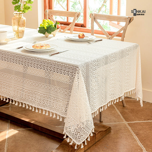 Modern simple dining table cover cloth jacquard decorative fringed dining table cloth high-end jacquard dining table coffee table tablecloth free shipping