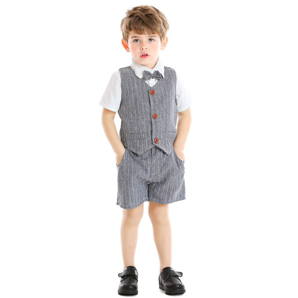 Exportfashion spring new arrivals children's clothing baby boy small suitvest gentleman three-piece setboy set dress