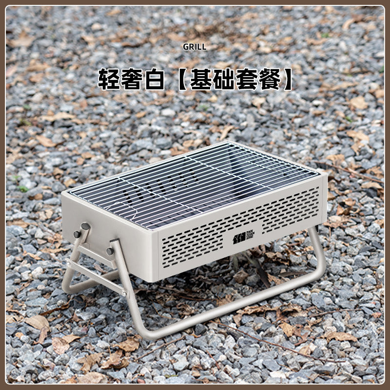 Outdoor bbq grill, detachable multifunctional rotisserie, foldable rack, home-use fire pit for tea brewing, charcoal grill