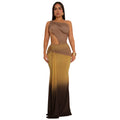 C7473 cross-border   fashion women's summer sexy one-shoulder gradient dress