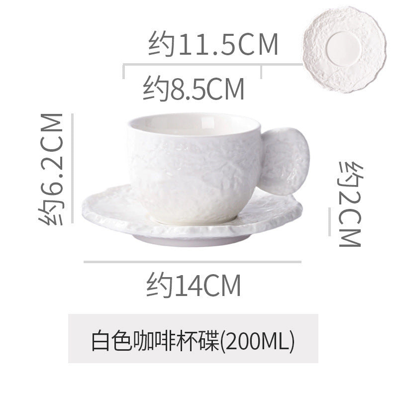 British classy sense ins ceramic relief cup and saucer niche style ceramic latte exquisite afternoon tea milk coffee cup and saucer
