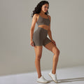 fashion seamless tight cross back sports intimates yoga suit running fitness shorts two-piece set