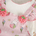 Baby girl summer short-sleeve strawberry romper - faux two-piece infant bodysuit - newborn outfit