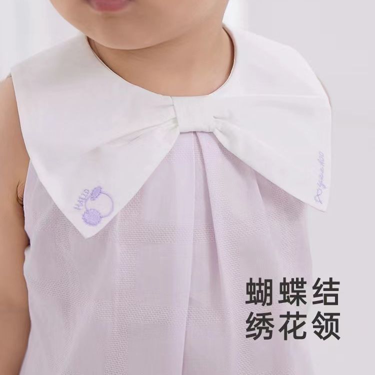 Baby summer romper - sweet sleeveless bodysuit for baby girls, lightweight snap-crotch outfit, perfect for 100-day celebration and crawling!