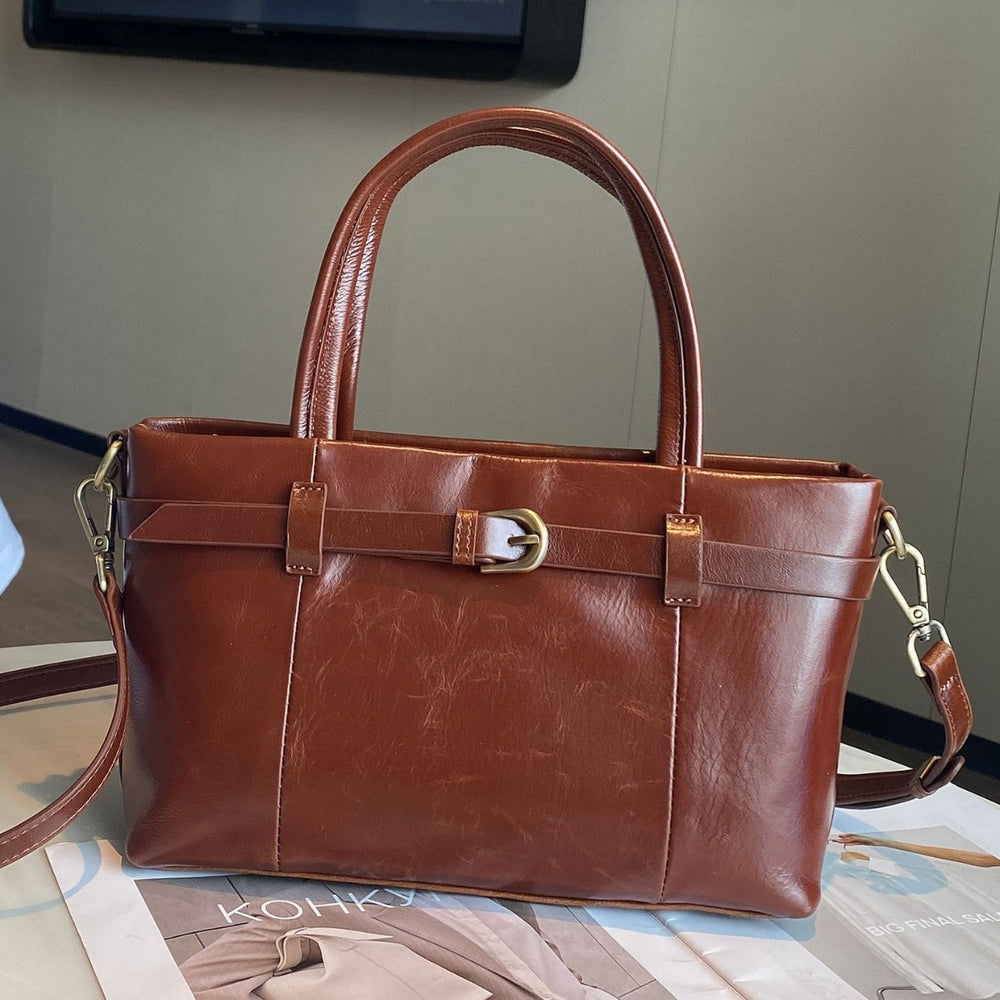 First-layer cowhide 2025new arrival oil wax leather women's shoulder crossbody ins style fashioncasualeasiest for matchclassy bag