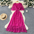 European and american style leopard print dress - women's summer ruffle sleeve, slimming waist, exquisite design, luxurious and chic, long maxi dress