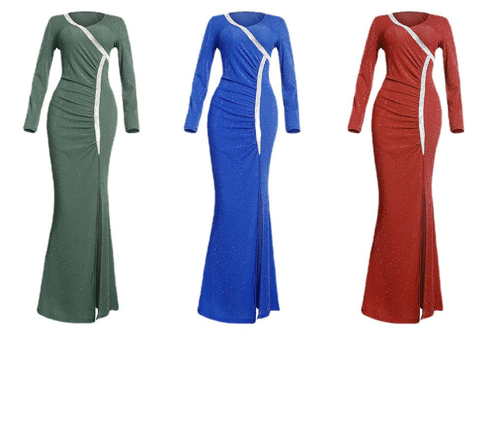 African plus size women's clothing new arrivalfashionexport socialite evening dress   hot diamond v neck long skirt