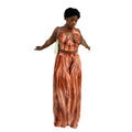 European and american cross-border women's fashion:  summer new collection - trendy printed sleeveless halter top and wide-leg pants set
