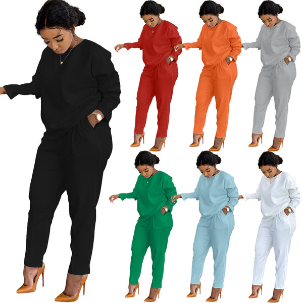 BN202 X , European and American women's clothing, new autumn and winter models of independent station, thickened fabric, casual solid color suit.