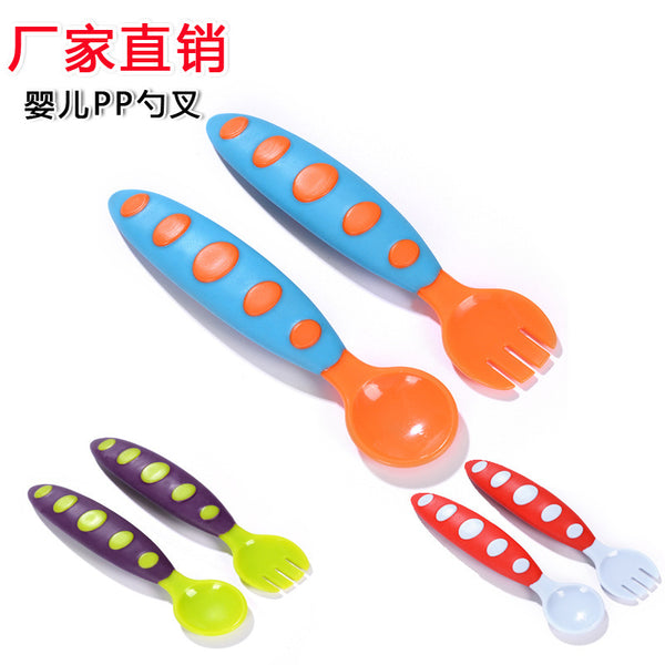Directly from the manufacturer Baby spoon fork, baby special two-color spoon fork, complementary food tableware infant spoon fork