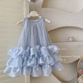 Girls' princess dress summer collection : new children's luxury high-end formal dress, girls' mesh vest dress