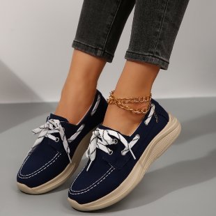 export plus size casual flats for women,  spring/autumn new collection, round toe chunky sole low-cut lace-up flat casual shoes