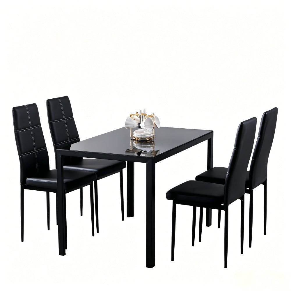 export tempered glass dining table and chair set, rectangular dining table and chair set for export, minimalist cafe restaurant table