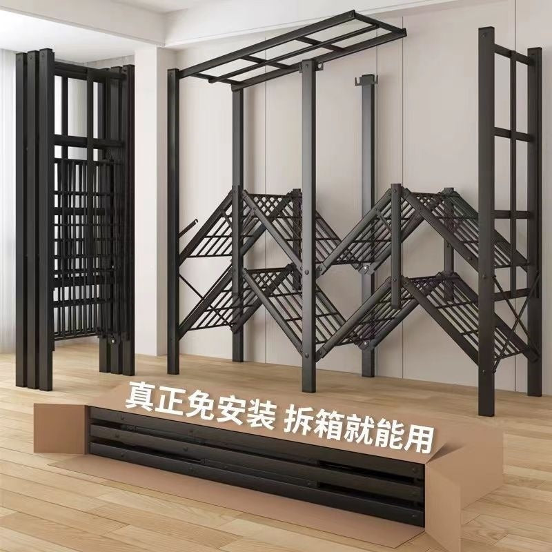 Foldable wardrobe - no assembly required, easy home use, bedroom steel frame, reinforced steel pipes, thickened, durable clothes rack for rental properties