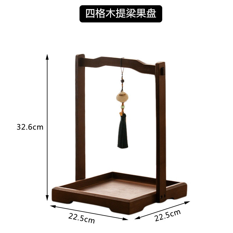 Walnut color fruit plate with handle chinoiseriefor home living room nut plate tea snack plate snack candy dried fruit box compartment plate