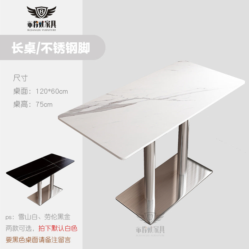 Bar table and chair combination, rock slab canteen dining table, commercial milk tea shop long table, reception and negotiation, cafe small round table