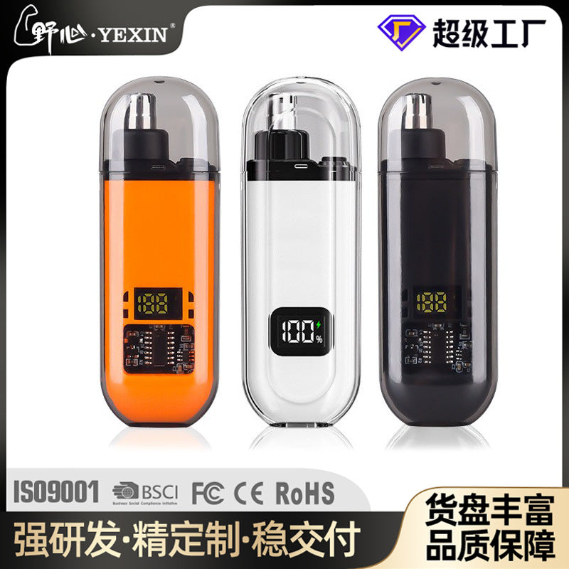 New rechargeable electric nose hair trimmer for men - digital display, mini & portable