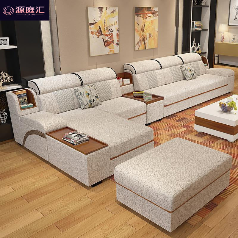 Ready-to-assemble fabric sofa set for living room, suitable for both winter and summer, modern minimalist style, available in various sizes for small to large apartments