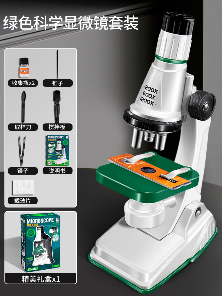 Children's microscope set - see bacteria, science experiment kit, high-definition educational toy for elementary and middle school students, perfect for boys